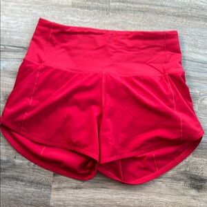 Lululemon High Rise Speedup Red Athletic Shorts